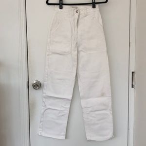 High waisted wide leg denim pants